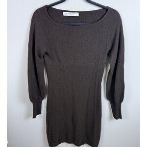 Trina Turk 100% Cashmere Sweater Dress Solid Brown Long Sleeve Size Medium